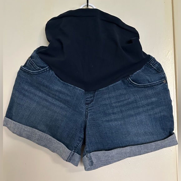 Indigo Blue Maternity Dark Denim Jean Shorts - Picture 1 of 3